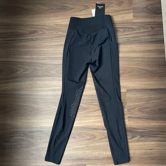 Equiline Women's Riding Breeches/Leggings - Pull On - Knee Grip - Black - XS - Picture 4 of 5